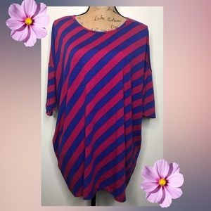 Magenta and Blue LuLaRoe Striped Irma 